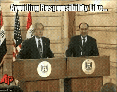 Two Men At Podiums Avoiding Responsibility Like GIF