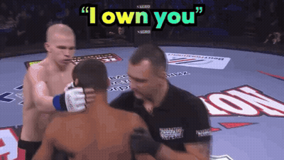 Two Men Boxing In Front Of Budweiser Banner GIF