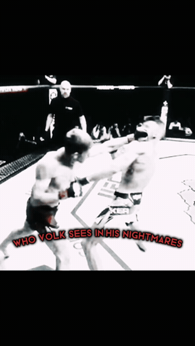 Two Men Boxing In UFC Ring Saying Who Volk Sees In His Nightmares GIF