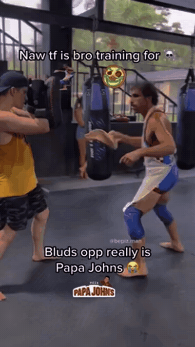 Two Men Boxing Naw Tf Is Bro Training For Bluds Opp Really Is Papa Johns GIF