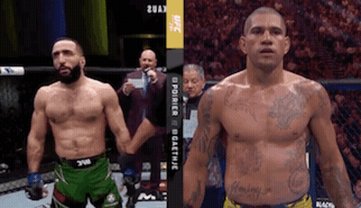 Two Men Boxing Ring One With Chest Tattoo GIF