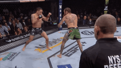 Two Men Boxing With Referee GIF