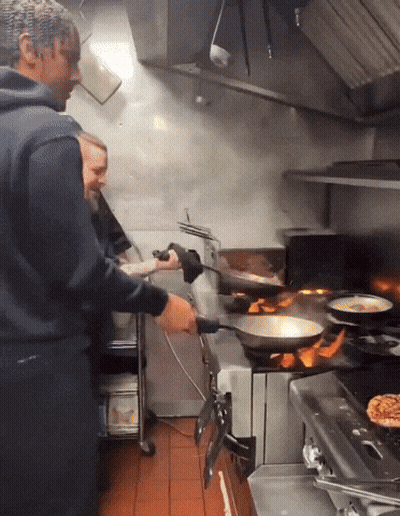 Two Men Cooking In Kitchen GIF