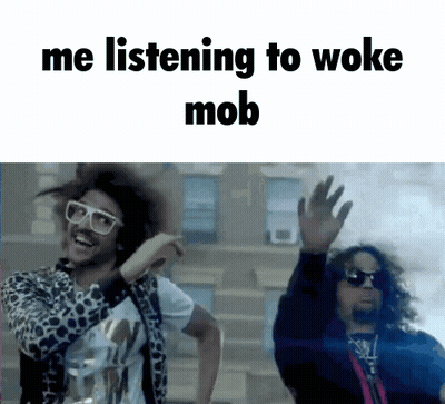 Two Men Dancing At Building Me Listening To Woke Mob GIF
