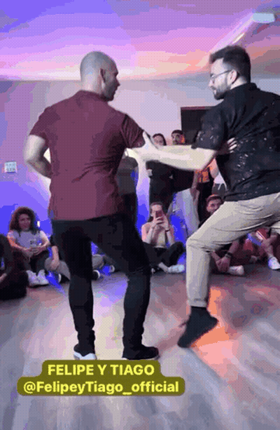 Two Men Dancing In Front Of Crowd Felipe Y Tiago GIF