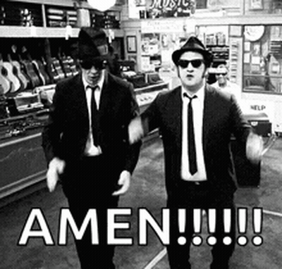 Two Men Dancing In Store Saying Amen GIF