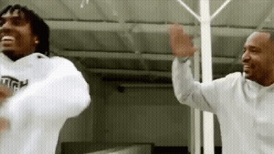 Two Men Dancing In White Sweatshirts GIF