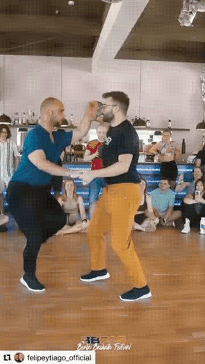 Two Men Dancing On Dance Floor GIF