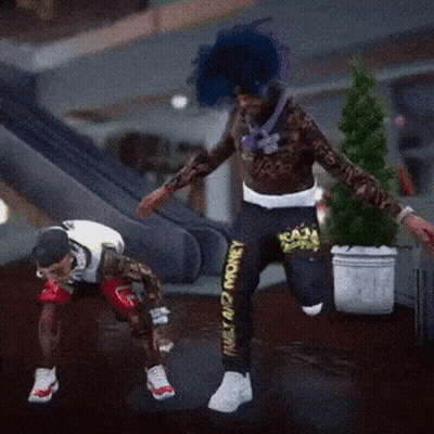 Two Men Dancing One Wearing TMC Money Shirt GIF