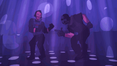 Two Men Dancing Saying Army On Pink GIF