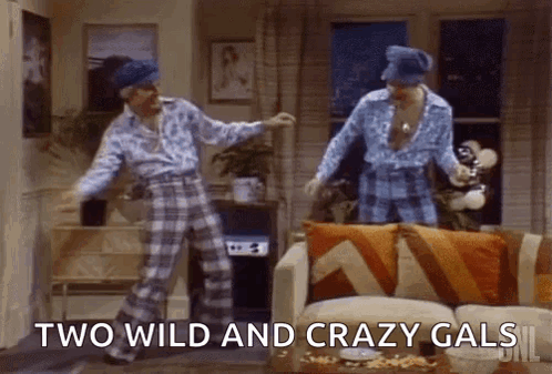 Two Men Dancing With Two Wild And Crazy Gals GIF