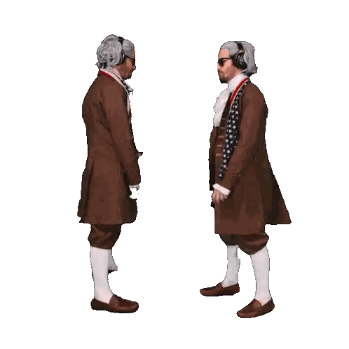 Two Men Dressed As Benjamin Franklin Dancing Sticker