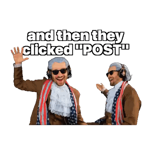 Two Men Dressed As George Washington Clicking Post Sticker