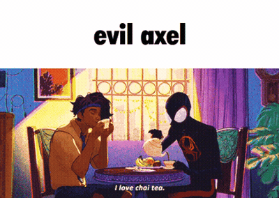 Two Men Drinking Tea Evil Axel I Love Chai Tea GIF