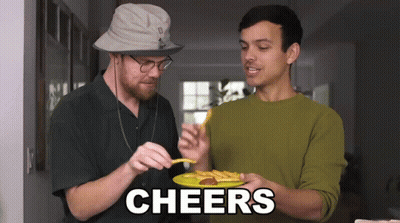 Two Men Eating French Fries Cheers GIF