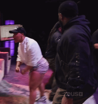 Two Men Facing Crowd Pepper Needs New Shorts GIF
