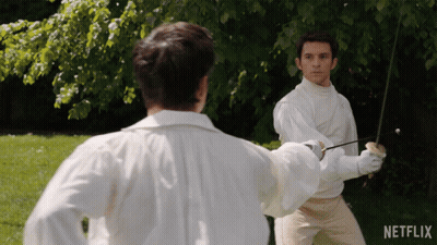 Two Men Fencing In Park Netflix GIF