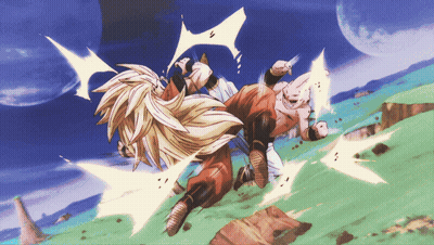 Two Men Fighting Blue Background GIF