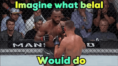 Two Men Fighting In A Cage With The Words Imagine What Belal Would Do GIF