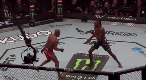 Two Men Fighting In Boxing Ring GIF