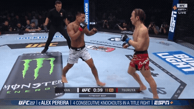 Two Men Fighting In Boxing Ring GIF
