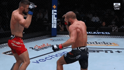 Two Men Fighting In Boxing Ring GIF