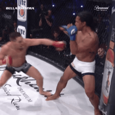 Two Men Fighting In Boxing Ring GIF