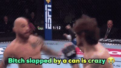 Two Men Fighting In Boxing Ring Bitch Slapped By A Can Is Crazy GIF