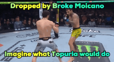 Two Men Fighting In Boxing Ring Dropped By Broke Moicano Imagine What Topuria Would Do GIF
