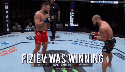 Two Men Fighting In Boxing Ring Fiziev Was Winning GIF