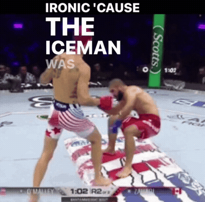 Two Men Fighting In Boxing Ring Ironic Cause The Iceman Was GIF