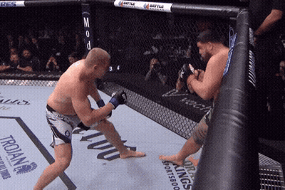 Two Men Fighting In Boxing Ring GIF