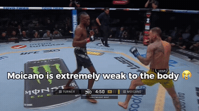 Two Men Fighting In Boxing Ring Moicano Extremely Weak To The Body GIF