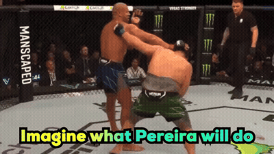 Two Men Fighting In Boxing Ring Saying Imagine What Pereira Will Do GIF