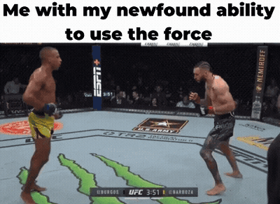 Two Men Fighting In Boxing Ring Saying Me With My Newfound Ability To Use The Force GIF