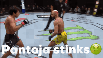 Two Men Fighting In Boxing Ring Saying Pantoja Stinks GIF