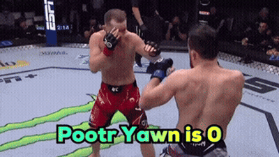 Two Men Fighting in Boxing Ring Saying Pootr Yawn Is O