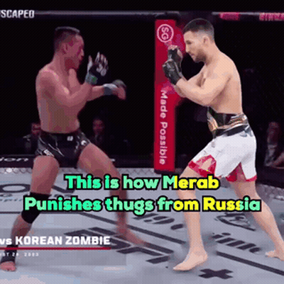 Two Men Fighting In Boxing Ring This Is How Merab Punishes Thugs From Russia GIF