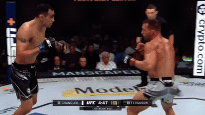 Two Men Fighting In Boxing Ring With UFC Logo GIF