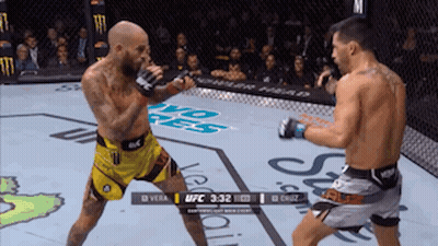 Two Men Fighting In Boxing Ring With UFC Logo GIF