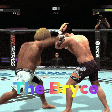 Two Men Fighting In Boxing Ring With Words The Bryce GIF