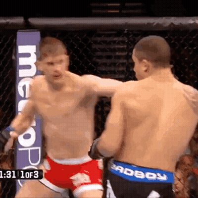 Two Men Fighting In Cage Saying Metro GIF