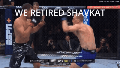 Two Men Fighting In Cage Saying We Retired Shavkat GIF