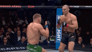 Two Men Fighting In Cage With Bud Light Sign GIF