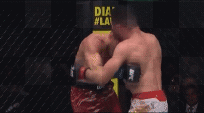 Two Men Fighting In Cage With Dial # Law Sign GIF
