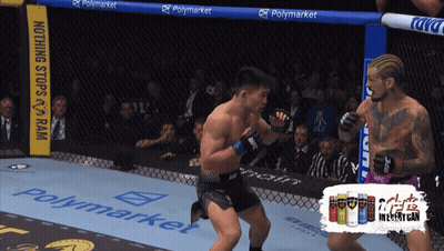 Two Men Fighting In Cage With Nothing Stops Ram Banner GIF