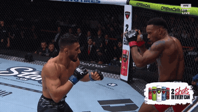 Two Men Fighting In Cage With UFC Gloves GIF