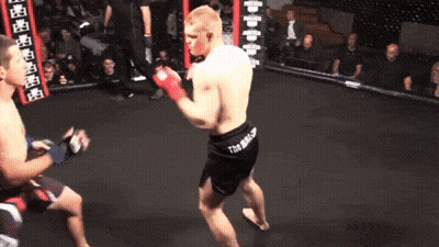 Two Men Fighting In Ring With Bible Sign GIF