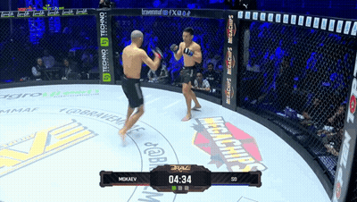 Two Men Fighting In Ring With Megachips Banner GIF