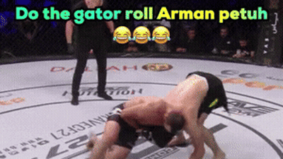 Two Men Fighting In Ring With Ohh Big Knee By Arman GIF